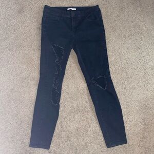 mis rise black ripped jeans